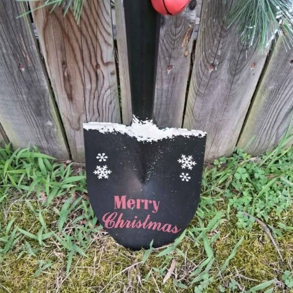 Merry Christmas lighted door or porch decor shovel decoration